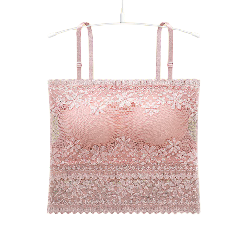 Picture of Summer thin lace camisole inner tube top bottom breathable vest student beautiful back wrapped chest anti-slip bra female