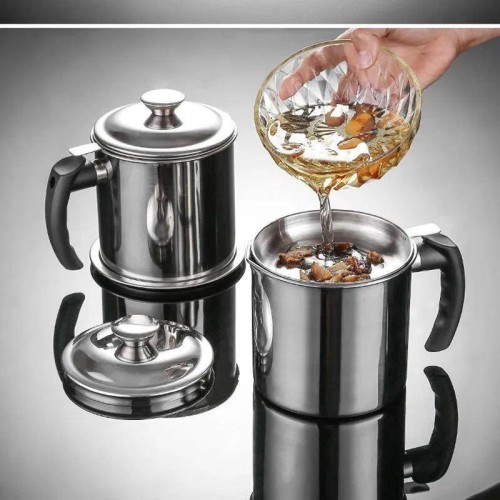 Picture of Stainless Steel Oil Strainer Pot Container Jug Storage with filter Cooking Oil Pot 1.3litter - BB-6490