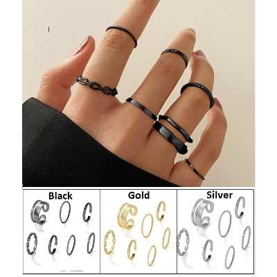 Picture of 7 Pcs Rings Set Women Ring Finger Ring Ladies Girls Couple rings Female Rings Set - Finger Ring