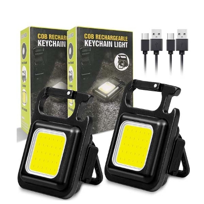 Picture of Portable Pocket USB Rechargeable Keychain Torch Lantern 3 Lighting Modes LED Flash Light 1 Set