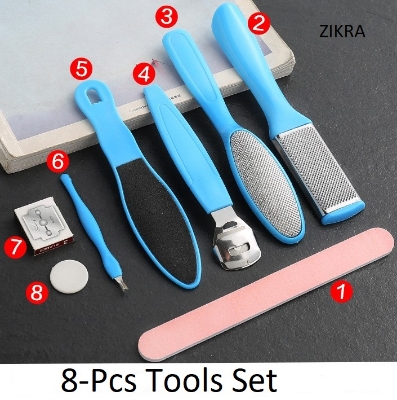 Picture of Foot File Pedicure Kit Callus Remover Stainless Steel Pedicure Rasp Tools Feet Exfoliating Scrubber 8-Pcs/Set