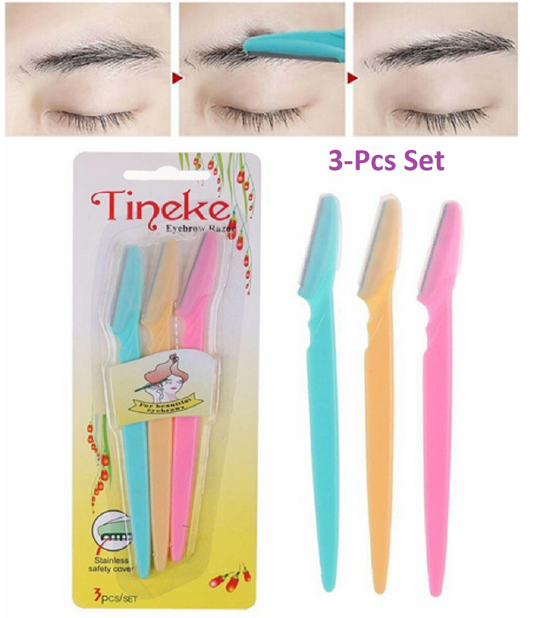Picture of Tineke Eyebrow Rezor or Eyebrow Trimmer Tinkle Eyebrow Razor Eyebrow Trimmer for Women 3pcs Set Picture of Tineke Eyebrow Rezor or Eyebrow Trimmer Tinkle Eyebrow Razor Eyebrow Trimmer for Women 3pcs Set