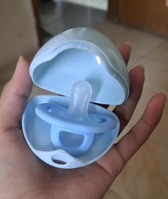 Picture of Children's Premium anti-colic silica gel pacifier Baby Chusni Teether with box- Blue Color