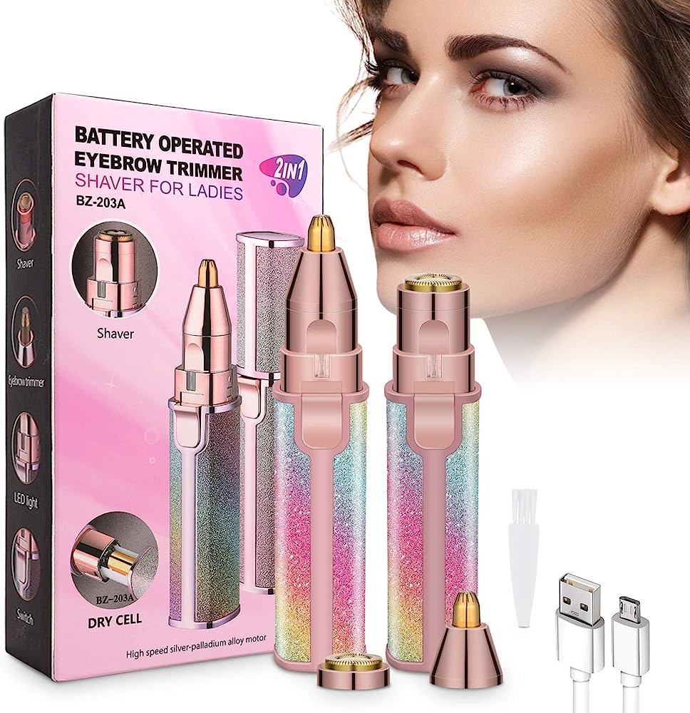 Picture of 2 in 1 Eyebrow Trimmer & Face Hair Remover for Women wirh Light Rechargeable Waterproof Painless Facial Hair Removal for Lips Nose Face Body Picture of 2 in 1 Eyebrow Trimmer & Face Hair Remover for Women wirh Light Rechargeable Waterproof Painless Facial Hair Removal for Lips Nose Face Body