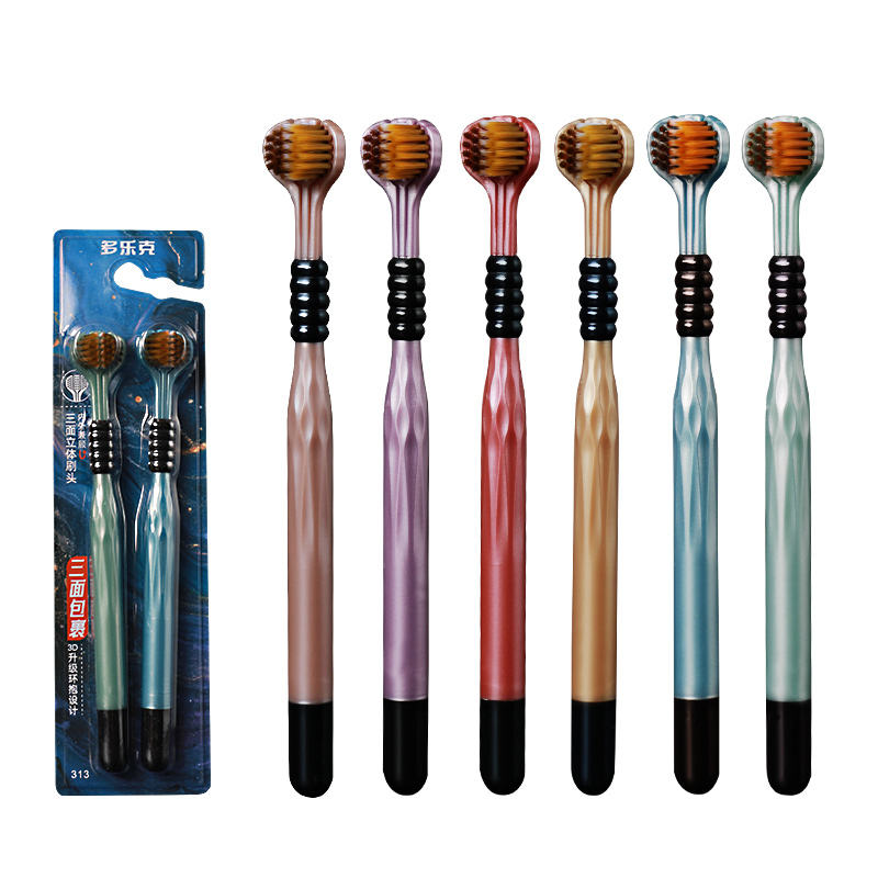 Picture of Three-Sided Soft Bristle Toothbrush 3D Manual Adult Toothbrush with Tongue Scraper Picture of Three-Sided Soft Bristle Toothbrush 3D Manual Adult Toothbrush with Tongue Scraper