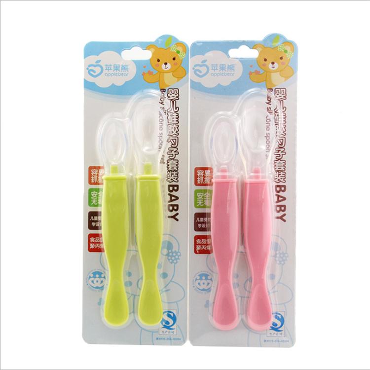 Picture of Applebear 2-Pcs Set Baby Feeding Silicone Spoon - Soft Silicone Spoon Picture of Applebear 2-Pcs Set Baby Feeding Silicone Spoon - Soft Silicone Spoon