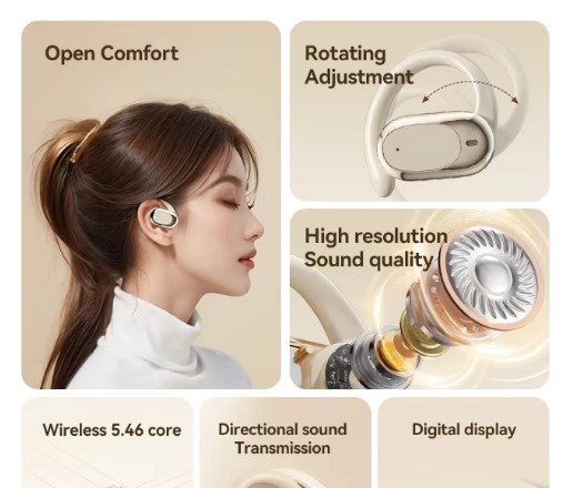 Picture of 2025 New True Wireless Earphones 90° Rotating Ear Hook Sports Earbuds with ACS Space Audio and AI Noise Reduction Technology Picture of 2025 New True Wireless Earphones 90° Rotating Ear Hook Sports Earbuds with ACS Space Audio and AI Noise Reduction Technology