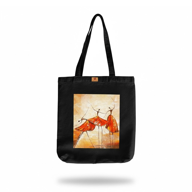 Picture of SamiaCrafts Dancing Art Design Cotton Canvas Fabric Tote Canvas Bag With Zipper - Hand Shoulder Bag -  Modern & Fashionable - for School College University Picture of SamiaCrafts Dancing Art Design Cotton Canvas Fabric Tote Canvas Bag With Zipper - Hand Shoulder Bag -  Modern & Fashionable - for School College University
