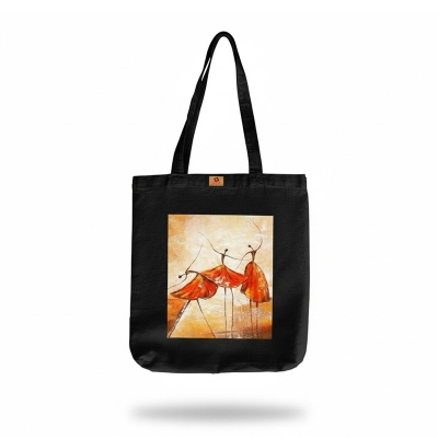 Picture of SamiaCrafts Dancing Art Design Cotton Canvas Fabric Tote Canvas Bag With Zipper - Hand Shoulder Bag -  Modern & Fashionable - for School College University Picture of SamiaCrafts Dancing Art Design Cotton Canvas Fabric Tote Canvas Bag With Zipper - Hand Shoulder Bag -  Modern & Fashionable - for School College University