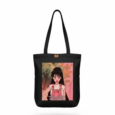 Picture of Samia Craft Anime Design Cotton Canvas Tote Bag with Zipper For Fashionable Ladies of School College University Picture of Samia Craft Anime Design Cotton Canvas Tote Bag with Zipper For Fashionable Ladies of School College University