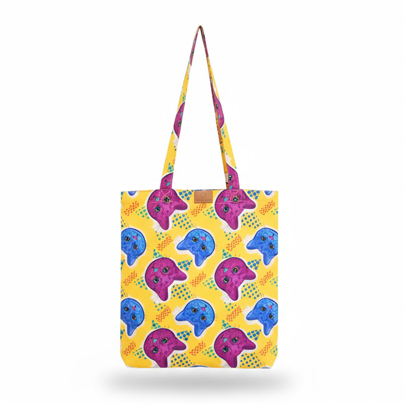 Picture of SamiaCrafts Trendy All-Over Print Tote Bag: Cat Gradient Zine Culture Printed Tote Bag Picture of SamiaCrafts Trendy All-Over Print Tote Bag: Cat Gradient Zine Culture Printed Tote Bag
