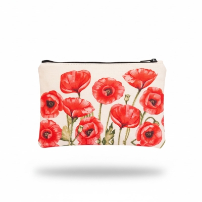 Picture of Red Poppy Flower Printed Pouch Bag: Trendy Ladies' Fashion Pouches Classy Carryalls Picture of Red Poppy Flower Printed Pouch Bag: Trendy Ladies' Fashion Pouches Classy Carryalls