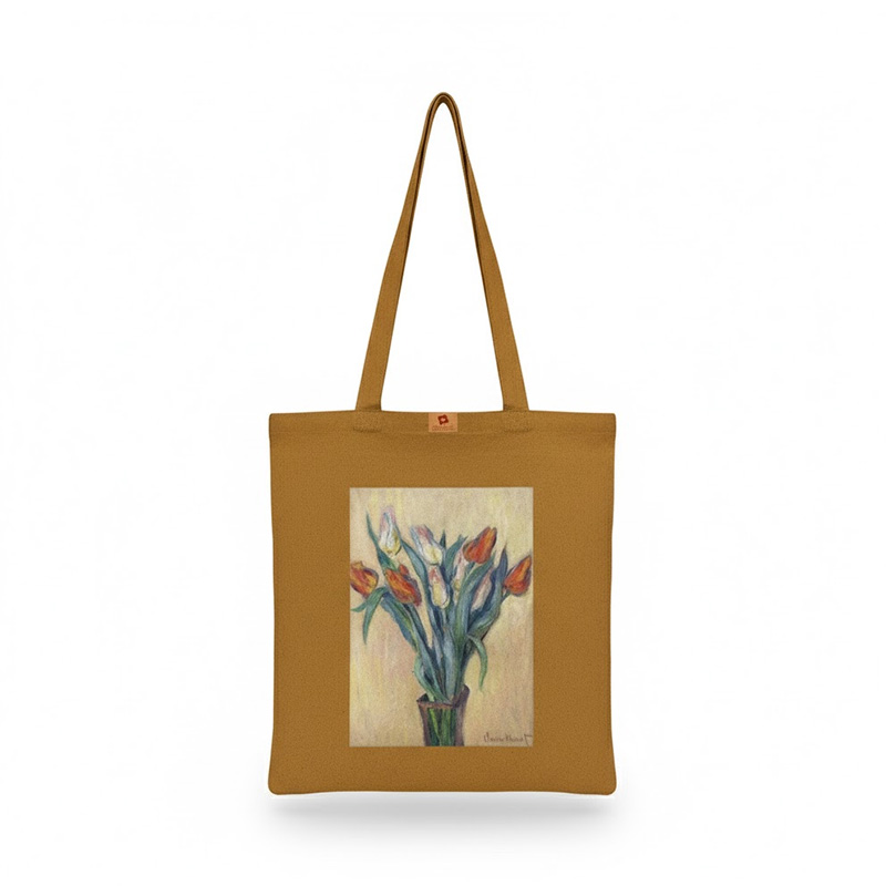Picture of Samia Craft Glamour on the Go: Vogue Vibrant Beautiful Simple Flower Design Cotton Canvas Tote Bag with Zipper For Everyday Daily Use