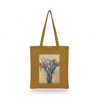 Picture of Samia Craft Glamour on the Go: Vogue Vibrant Beautiful Simple Flower Design Cotton Canvas Tote Bag with Zipper For Everyday Daily Use