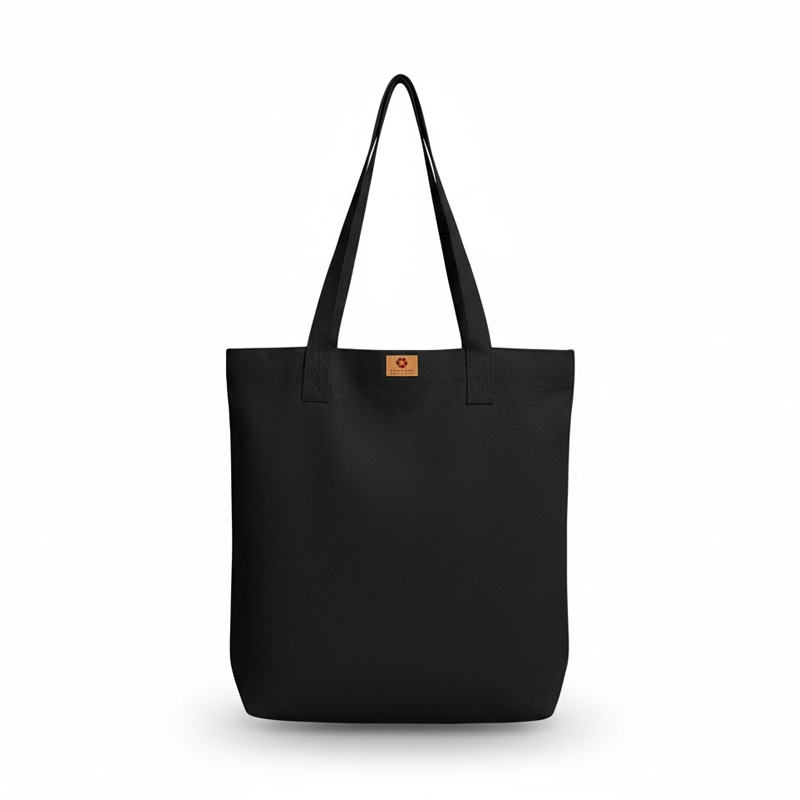 Picture of Samia Crafts 13/14Inc Fashionable Top Handle Simple Plain Solid Black Color Canvas Tote Bag with Zipper Best Fabric & Shopping Bag For Everyday Daily Use - Durability Assurance