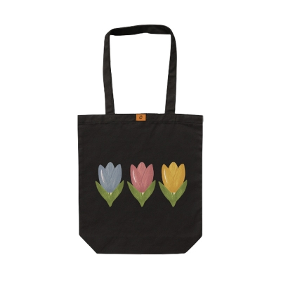 Picture of Samia Craft Flower Design Splendor Cotton Canvas Tote Bag with Zipper in Rainbow Shades - for Large Capacity Simple Design  School College University