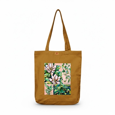Picture of Samia Craft Aesthetic Leaf Printed Canvas Tote Bag with Zipper - For nature lovers School, College, University - Stylish, Fashionable