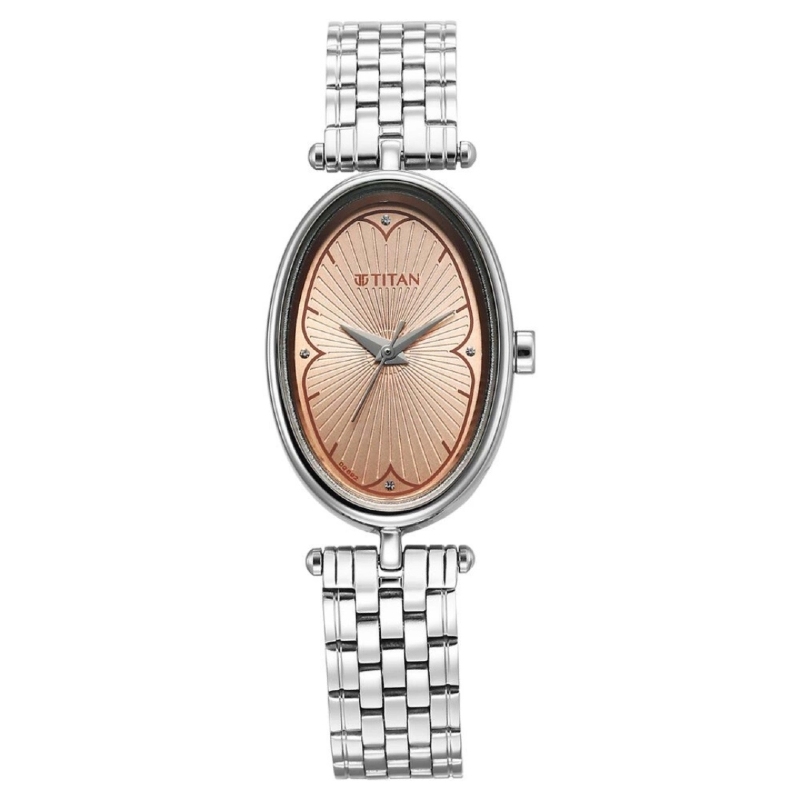 Picture of Titan 2758Sm01 Karishma Quartz Analog Beige Dial Silver Stainless Steel Strap Watch For Women