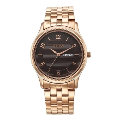Picture of Titan 1824Wm01 Karishma Brown Dial Analog With Day And Date Stainless Steel