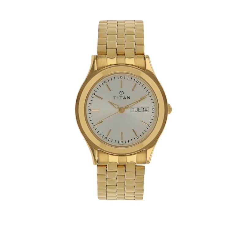 Picture of Titan 1648Ym04 Men'S Watch Karishma Collection Analog, Silver Dial Gold Stainle