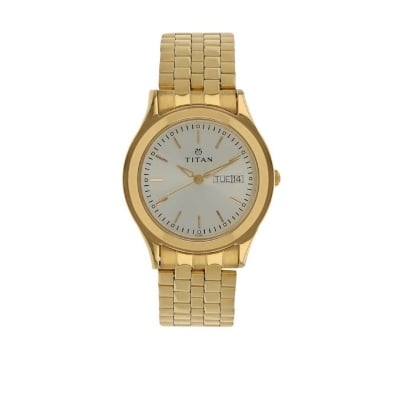 Picture of Titan 1648Ym04 Men'S Watch Karishma Collection Analog, Silver Dial Gold Stainle