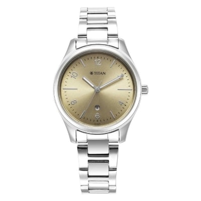 Picture of Titan 2639Sm10 Urban Beige Dial Analog Metal Strap Watch For Women