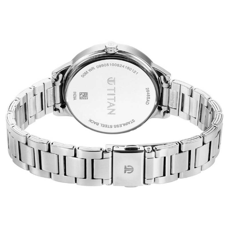 Picture of Titan 2648Sm12 Razzle Dazzle Quartz Analog Mauve Dial Stainless Steel Strap Watch For Women