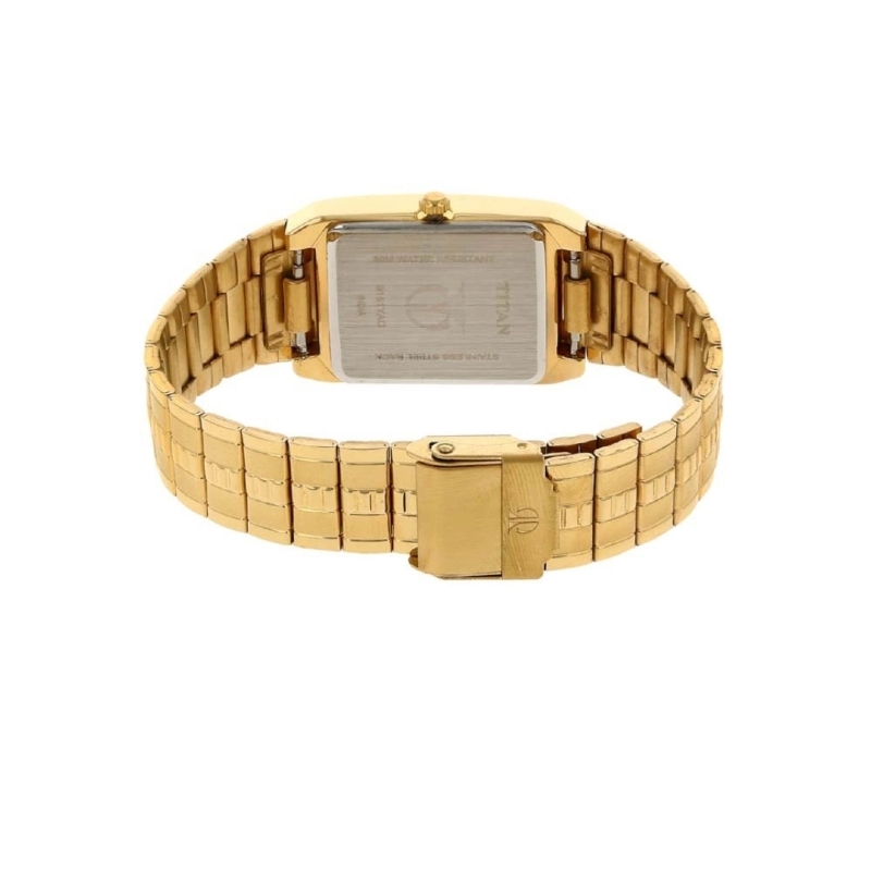 Picture of Titan 9151Ym03 Golden Dial Analog With Datemetal Strap Watch For Men