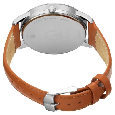 Picture of Titan 1806Sl03 Quartz Analog With Date Silver Dial Leather Strap Watch For Men