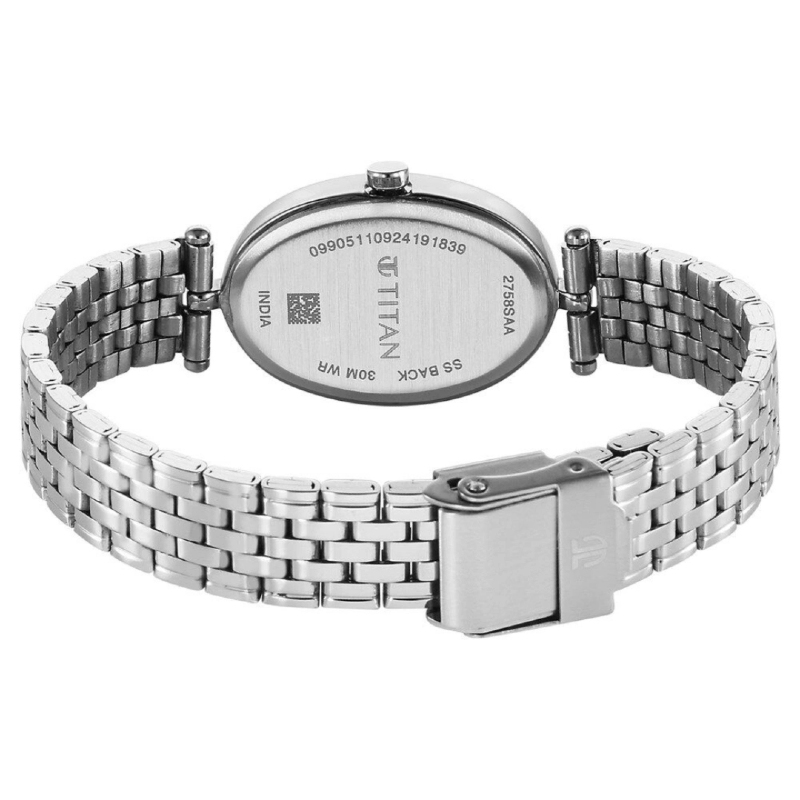 Picture of Titan 2758Sm01 Karishma Quartz Analog Beige Dial Silver Stainless Steel Strap Watch For Women