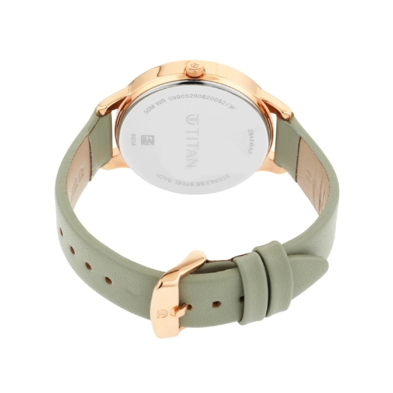 Picture of Titan 2648Wl01 Workwear Gray Dial Analog Leather Strap Watch For Women