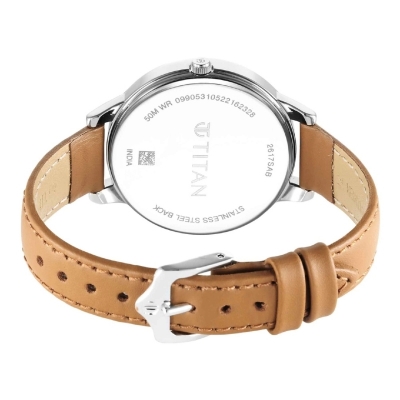 Picture of Titan 2617Sl07 Urban Silver White Dial Analog Leather Strap Watch