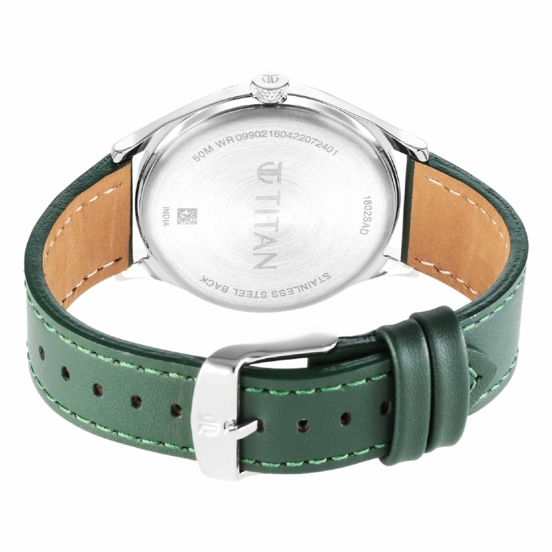 Picture of Titan 1802Sl20 Urban Analog Silver White Dial Leather Strap Watch For Men