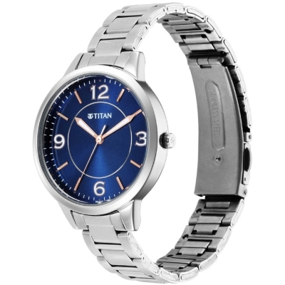 Picture of Titan 2617Sm03 Trendsetters Blue Dial Women Watch With Stainless Steel Strap