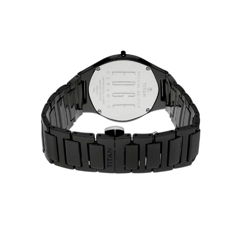 Picture of Titan 1696Nc01 Edge Ceramic Slim Ceramic Strap Rich Black Dial Analog Watch