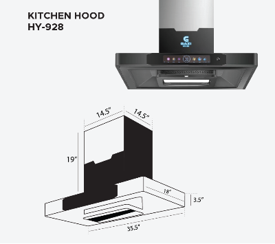 Picture of Gazi Smiss Kitchen Hood HY-928 Size 35.5 inch (Best Price)