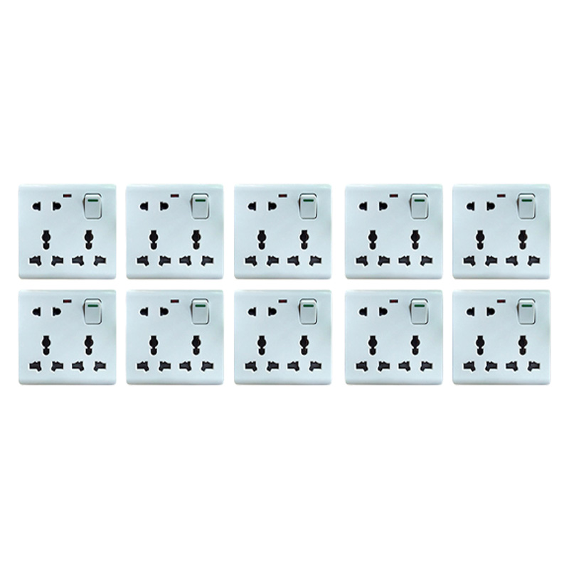 Picture of Bundle of 10 Pieces Multi-Function Universal Wall Gang Socket - 8 Pin Gang Universal Socket - Versatile & Convenient Power Solution - Compatible Picture of Bundle of 10 Pieces Multi-Function Universal Wall Gang Socket - 8 Pin Gang Universal Socket - Versatile & Convenient Power Solution - Compatible