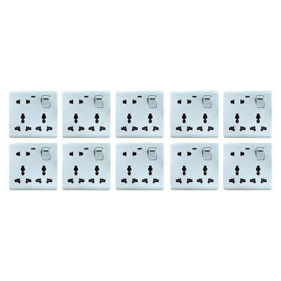 Picture of Bundle of 10 Pieces Multi-Function Universal Wall Gang Socket - 8 Pin Gang Universal Socket - Versatile & Convenient Power Solution - Compatible Picture of Bundle of 10 Pieces Multi-Function Universal Wall Gang Socket - 8 Pin Gang Universal Socket - Versatile & Convenient Power Solution - Compatible