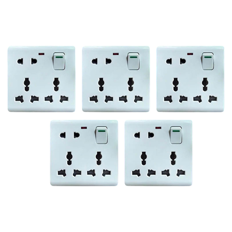 Picture of Bundle of 5 Pieces Multi Function Universal Wall Gang Socket - 8 Pin Gang Universal Socket Picture of Bundle of 5 Pieces Multi Function Universal Wall Gang Socket - 8 Pin Gang Universal Socket