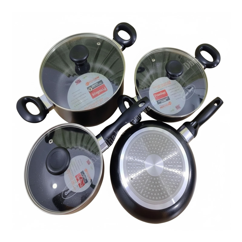 Picture of Prestige Omega Granite Set of 7 Pieces with Sos Pan, Korai, Fry Pan, Milk Pan Induction Bottom Cookware Set Aluminium-7 Piece Set - BB-6627