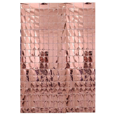 Square Foil Curtain Backdrop – Golden, Silver, Blue & Pink Metallic Box Foil Curtains for Party Decor – (Pack of 1 Pc)