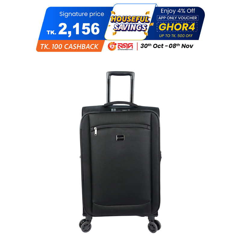 Picture of 24 inch Soft Suitcase/Luggage 450D Jacquard RPET with PUX2 in waterproof- Black (Original Export)