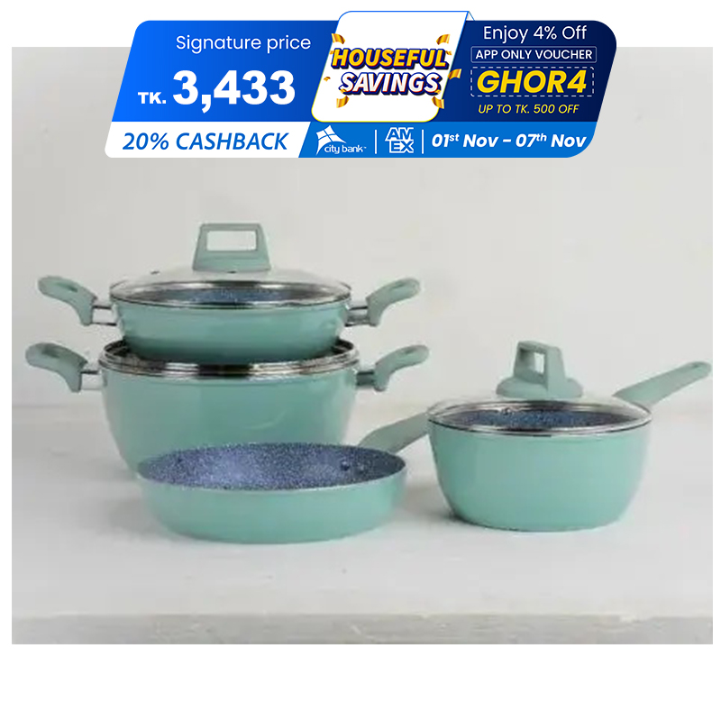 Picture of Kiam Chromatic 7 Pcs Ceramic Granite Cookware Set (Induction bottom)