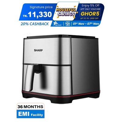 Picture of Sharp KF-AF70RT-S3 Air Fryer Xl Family Size 1600 W, 7 Liters,8 Cook Menu, Non-stick coating Auto Pot Detection Japan Quality (Best Price)