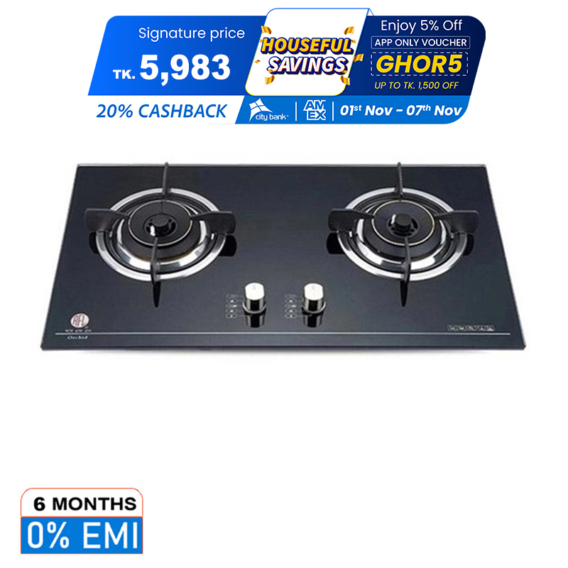 Picture of RFL Double Built In Glass Hob Orchid (Cylinder Gas)