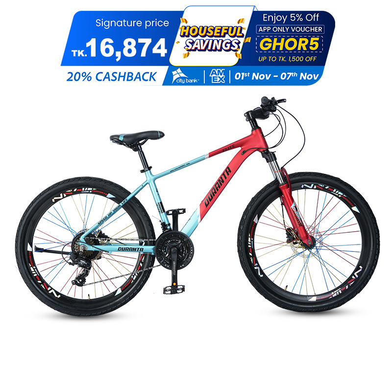 Picture of Duranta Alloy 24- Speed Elite 26 inch Red & Sky Blue Bicycle