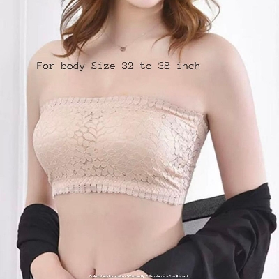 Picture of Padded Push Up Lace Tube Strapless Bra For Women Free Size bra (One Piece)