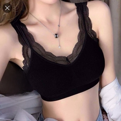 Picture of Imported Soft Comfortable Lace Padded Seamless Lingerie Wireless Fitness Top Bra for Women