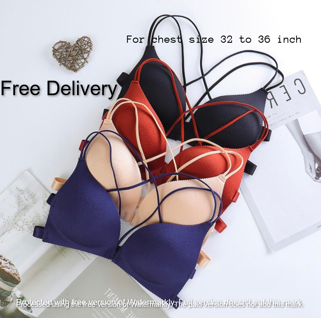 Picture of Imported Front Closure Women Bras Padded Wire Free Strappy Super Push Up Bralette Women Intimes Backless Underwear -One Piece