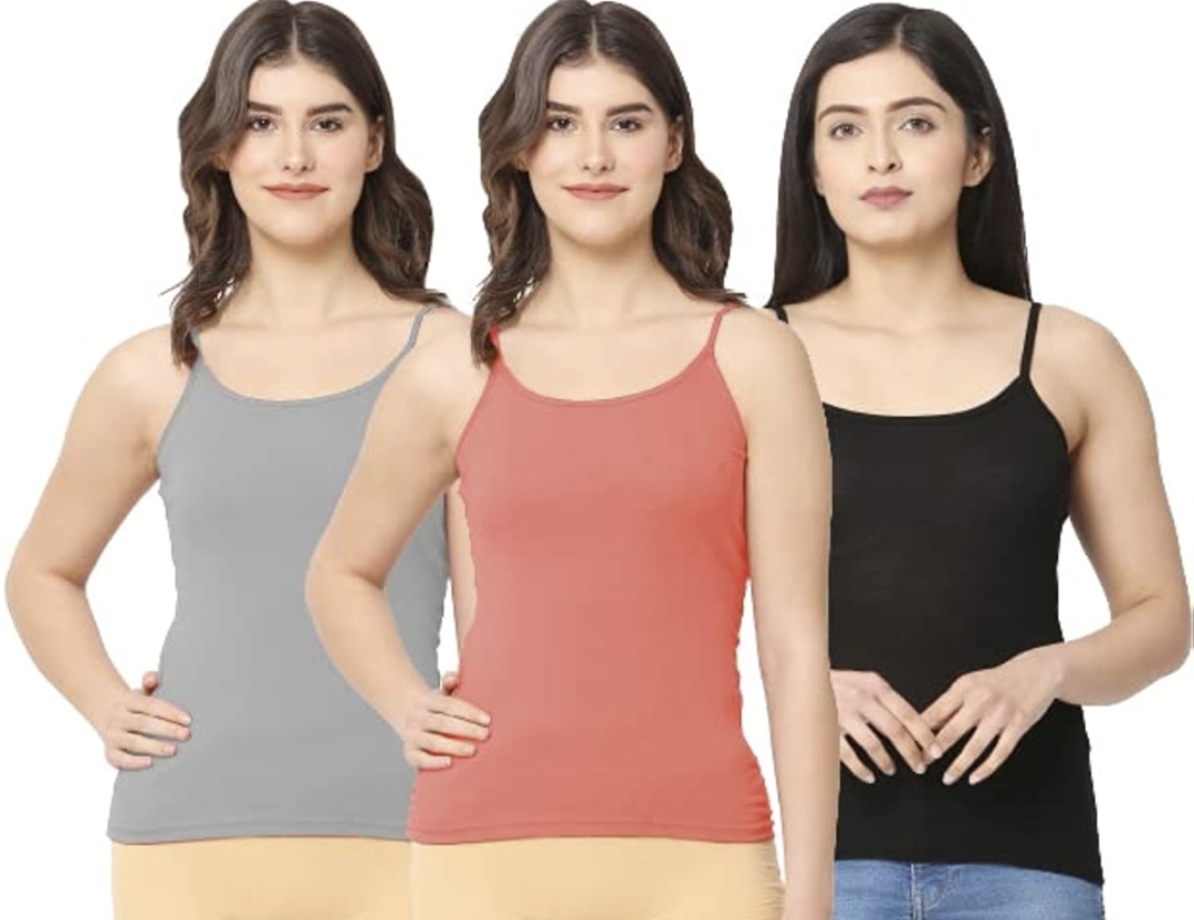 Picture of 3 Pieces Multicolor Combo Ladies Comfortable Cotton Tank Tops
